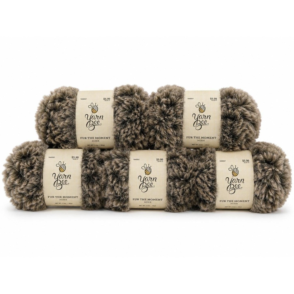 Yarn Bee Fur The Moment Mink #13 Lot of 5 Super Bulky Faux Fur Yarn 62 Yds New